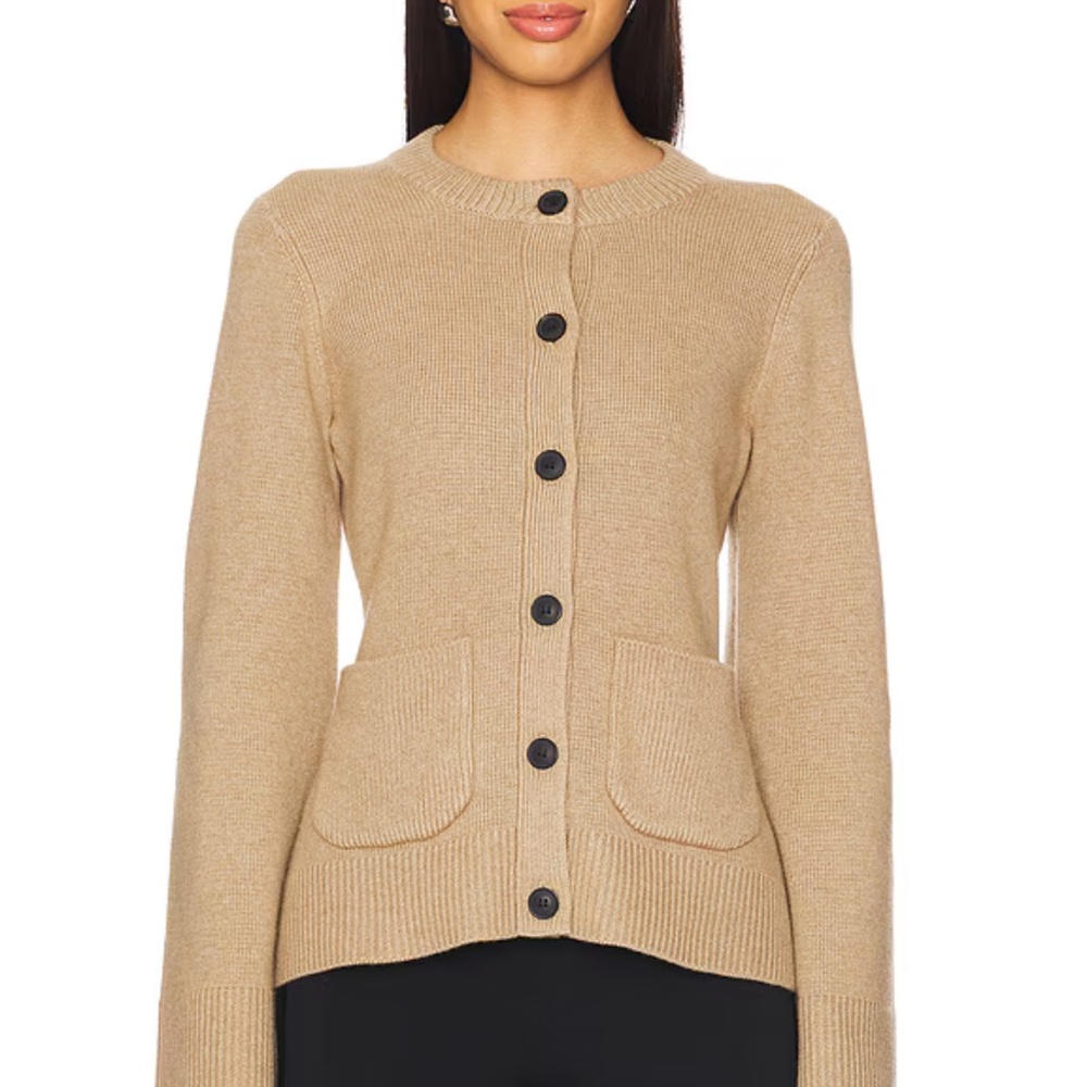 Pistola cinched waist 
Women's Beige Button-Up Sweater NWOT